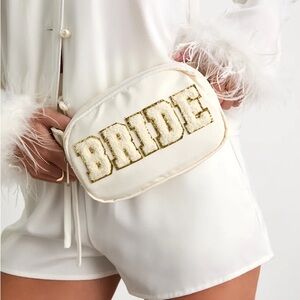 Lulu’s Madeline White Glitter Bride Crossbody Belt Bag